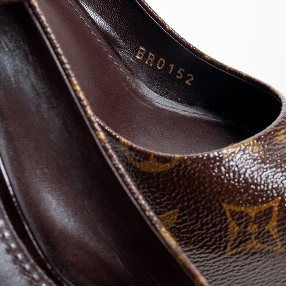 Louis Vuitton Brown Monogram Canvas Peep Toe Mary Jane Pumps - Picture 10 of 10